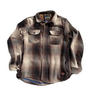 Jachs New York Jacket Flannel Mens M Brown Plaid Long Sleeve Pockets
